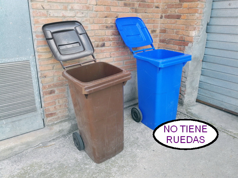 contenedor residuos 2ruedas plastico marron azul 93x47x55 1u+c